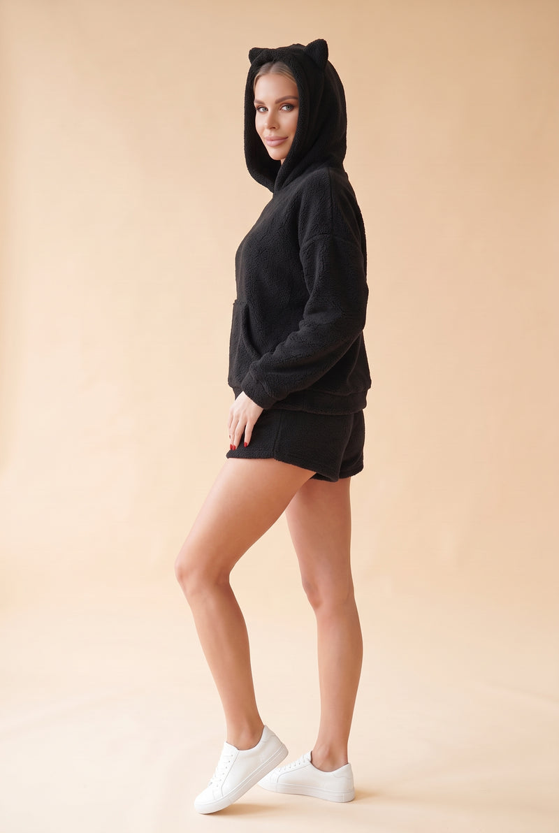 Black Long Sleeve Fleece Co Ord Set – photo 2