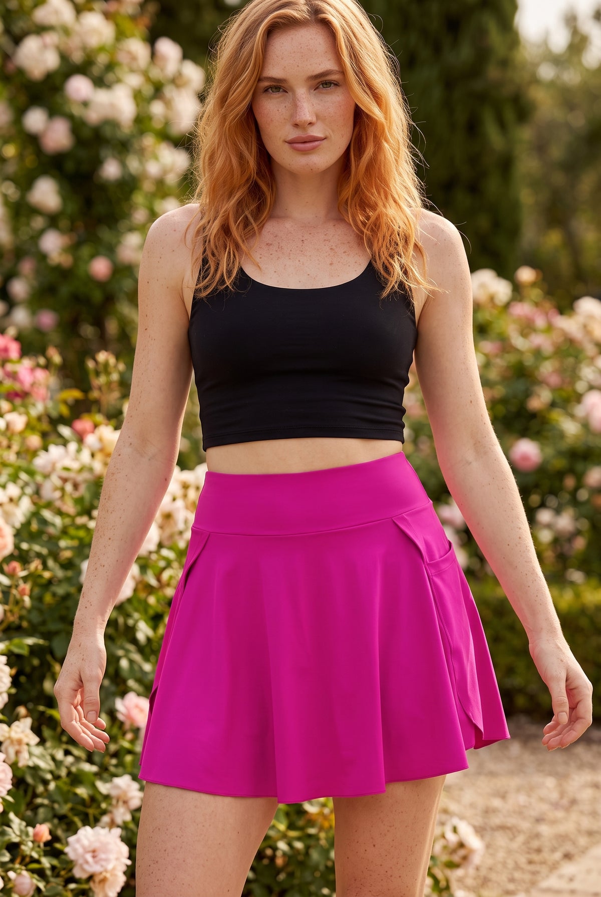 High Waisted Pocket Crepe Mini Skirt in pink – photo 5