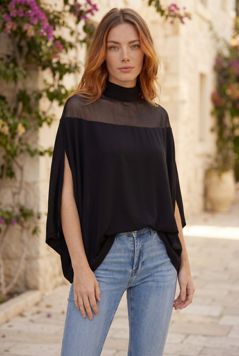 Oversized Long Sleeve Top with Turtleneck in black – photo 4