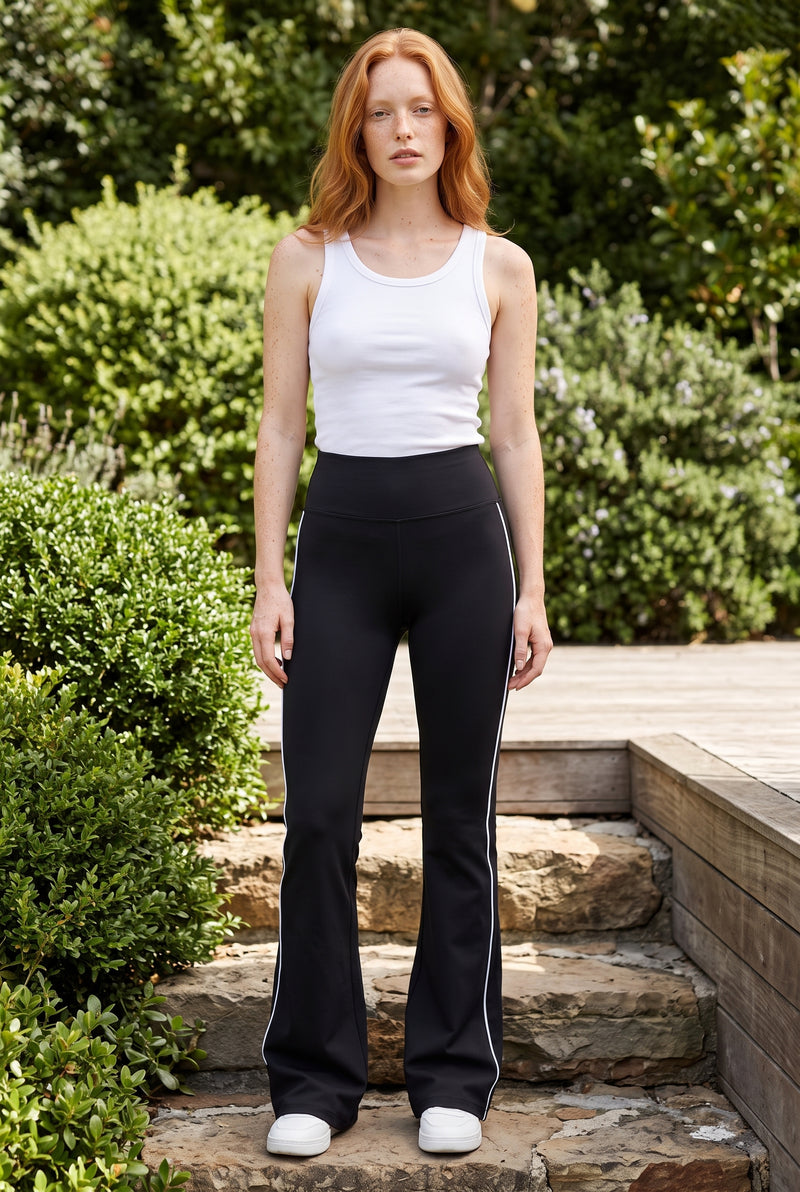 Black High Waisted Trousers with Contrast Trim – photo 5