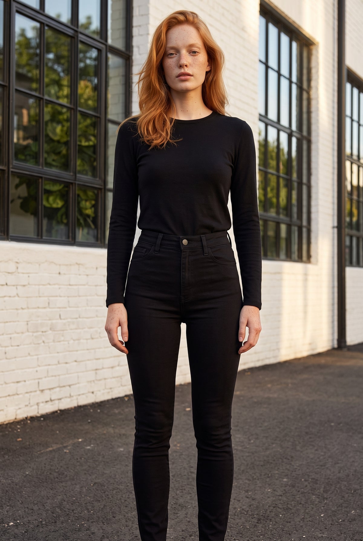 Schwarze High Waist Jeanshose mit Gürtelschlaufen – Foto 8