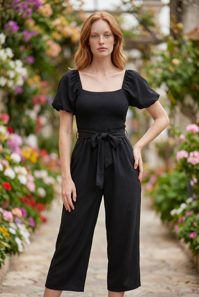 Black Square Neck Wide Leg Jumpsuit – photo 5