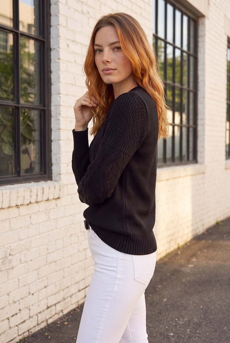 Black Long Sleeve Knitted Top – photo 2