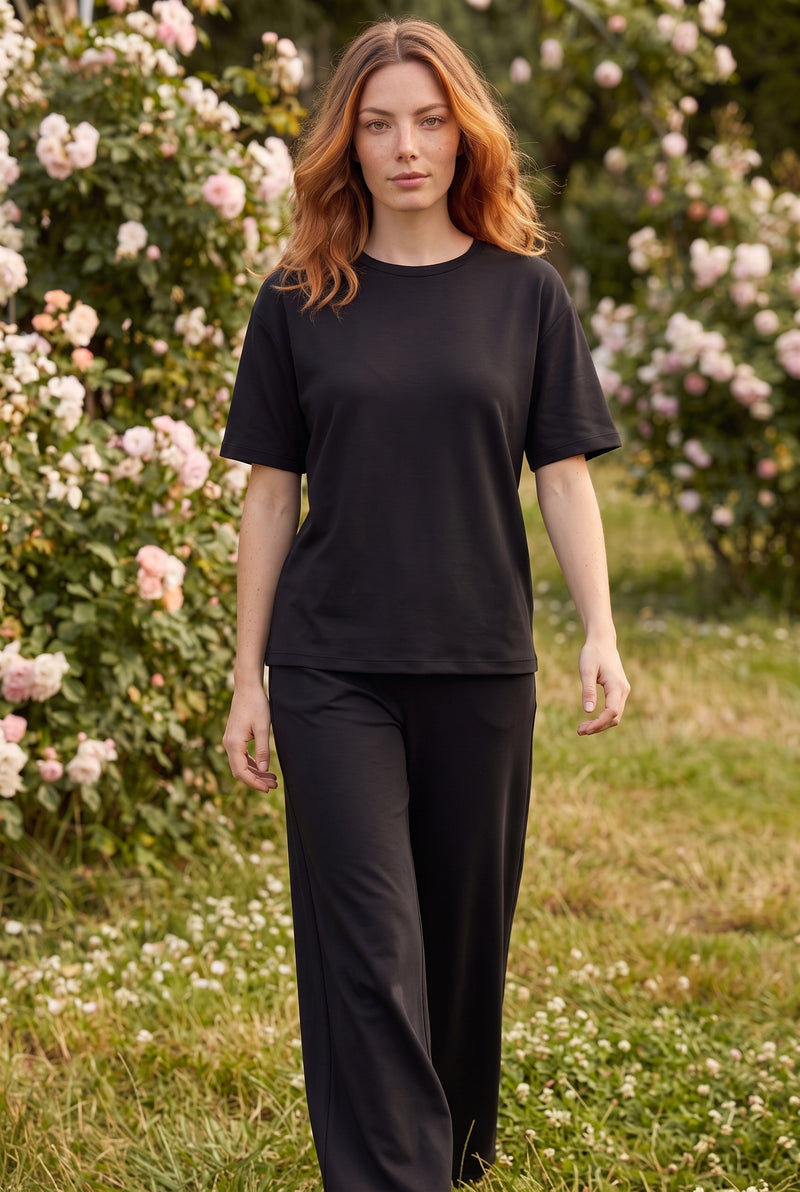 Black Short Sleeve Crew Neck Co-ord Set – photo 3
