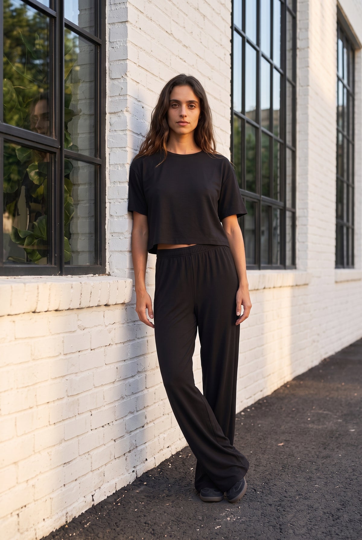 Black Short Sleeve Cropped Co-ord Set