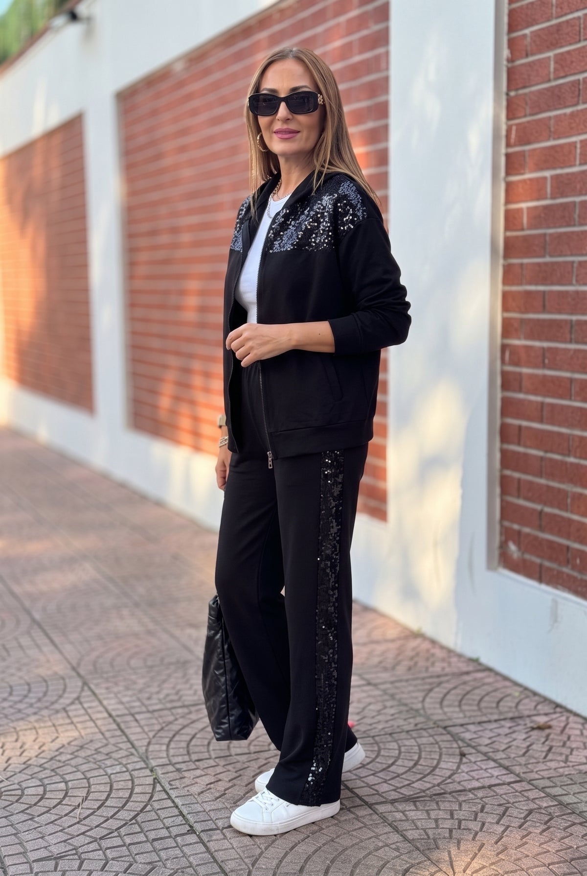 Black Sequin Co-ord Set with Hood and Zip – photo 3