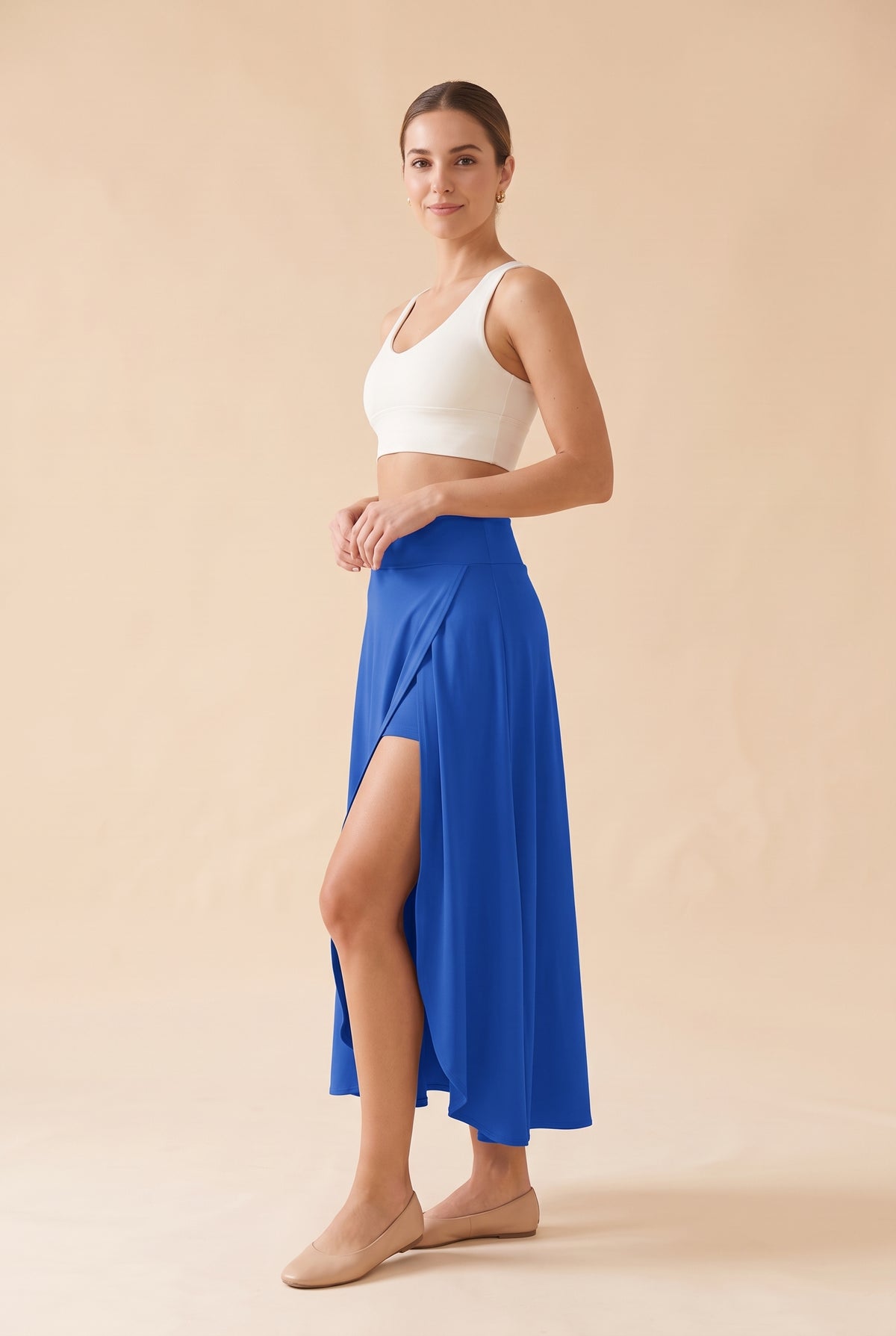 Asymmetric Crepe Midi Skirt with Pocket in sax blue – photo 2