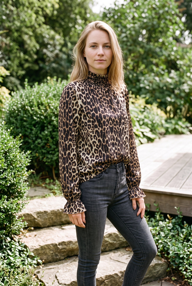 Leopard Print Long Sleeve Turtleneck Top – photo 4