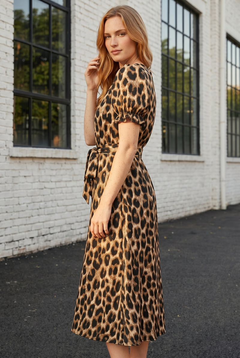 Leopard Print Midi Dress with Short Sleeves – photo 2