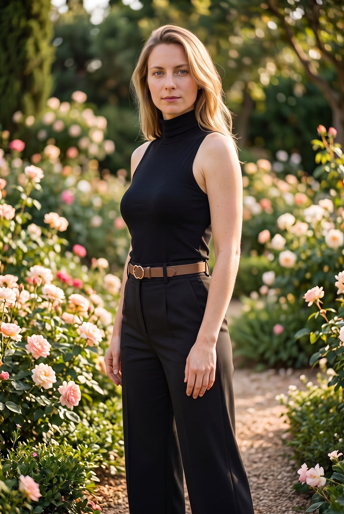 High Waisted Crepe Trousers with Pockets in black – photo 4