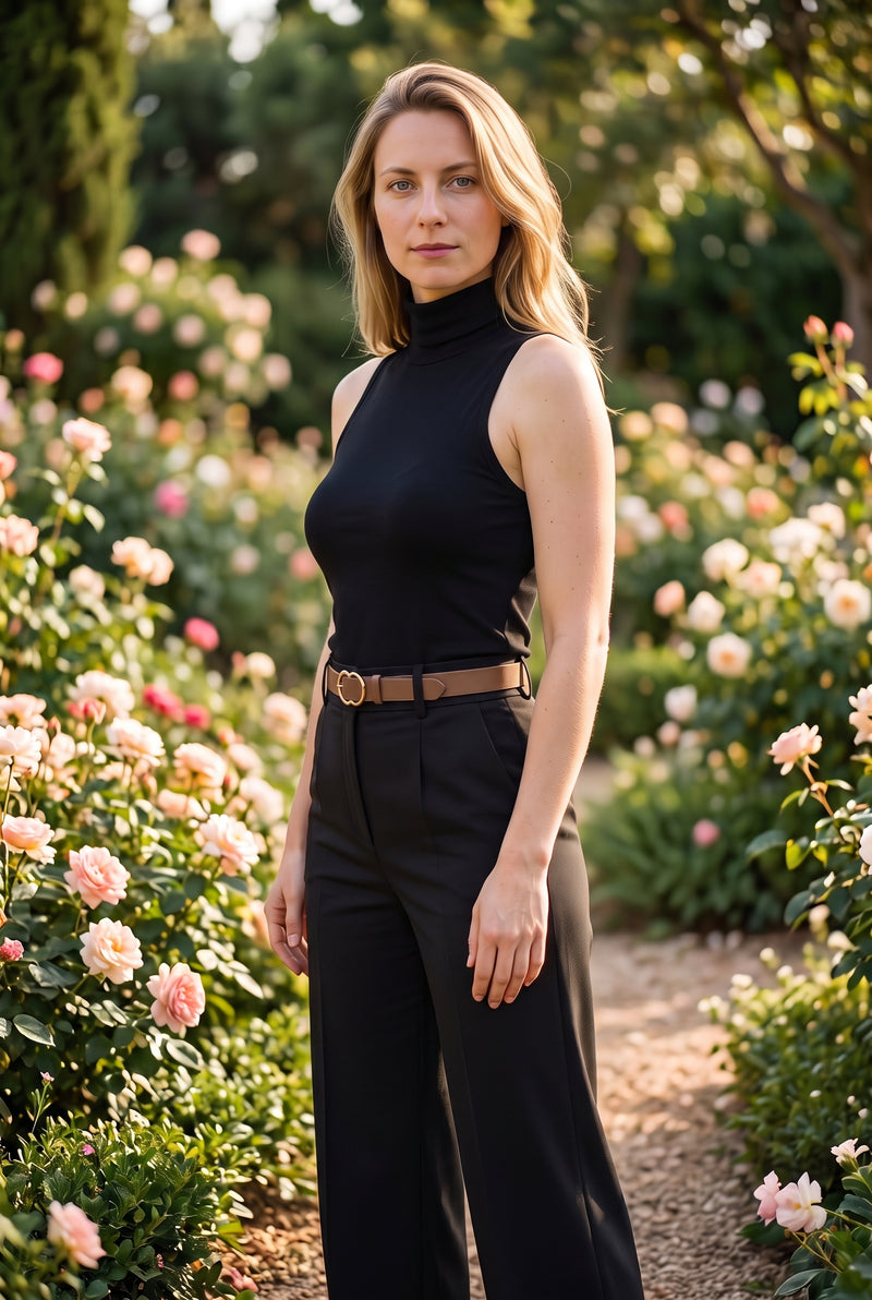High Waisted Crepe Trousers with Pockets in black – photo 4