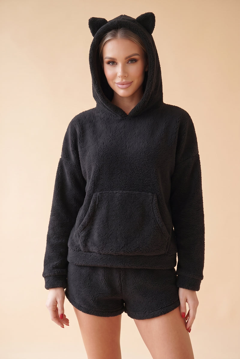 Black Long Sleeve Fleece Co Ord Set – photo 5