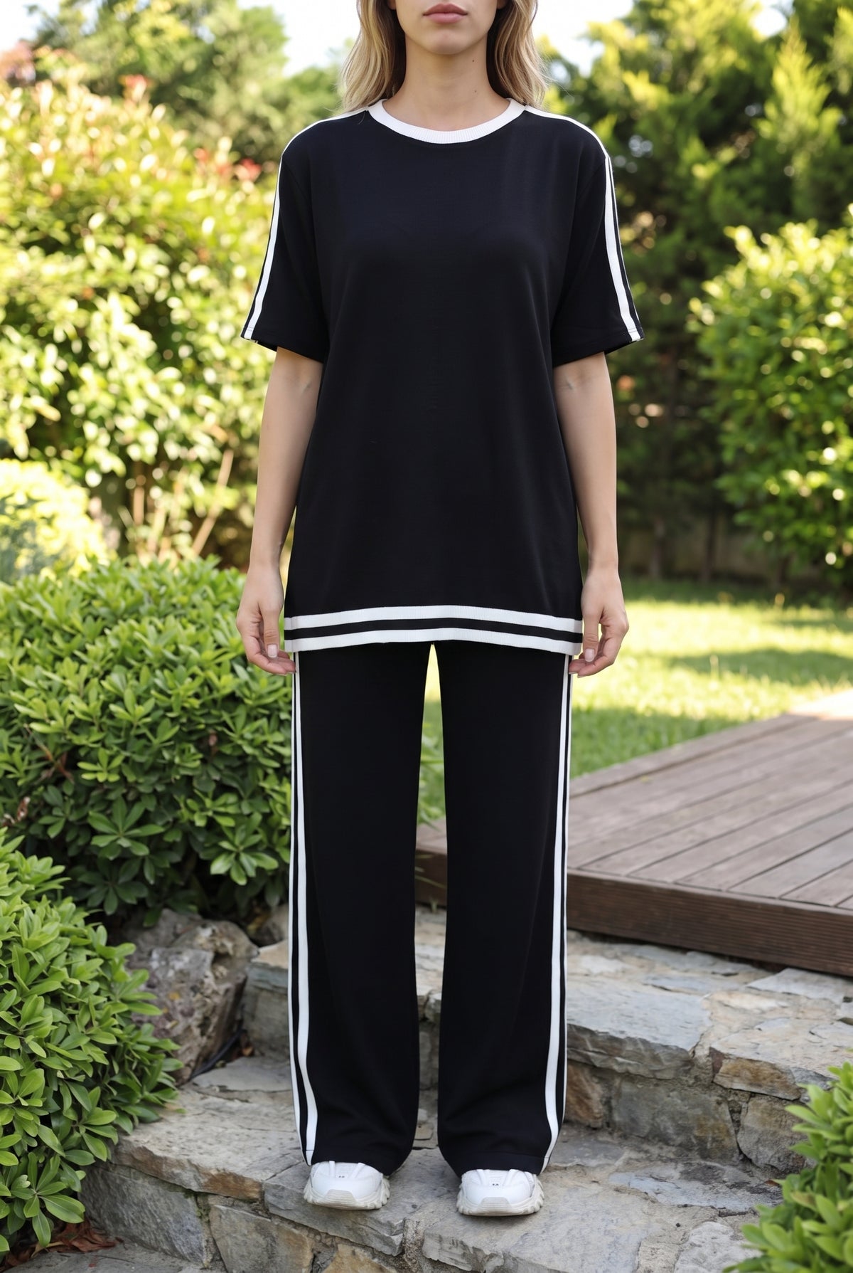 Black Striped Short Sleeve Co Ord Set – photo 5