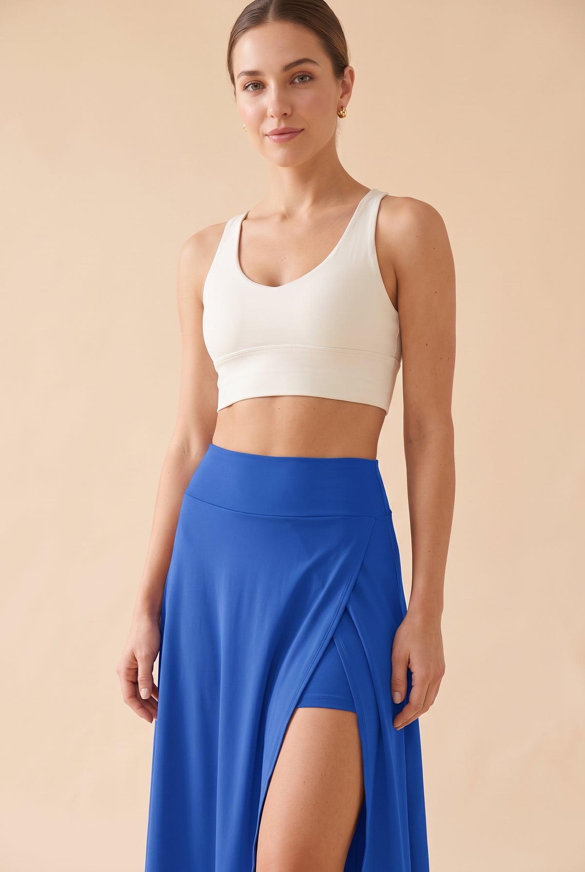 Asymmetric Crepe Midi Skirt with Pocket in sax blue – photo 5