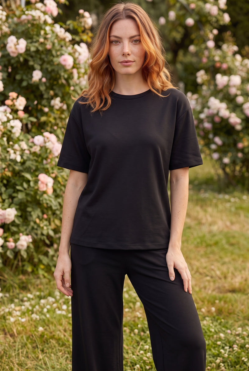 Black Short Sleeve Crew Neck Co-ord Set – photo 4