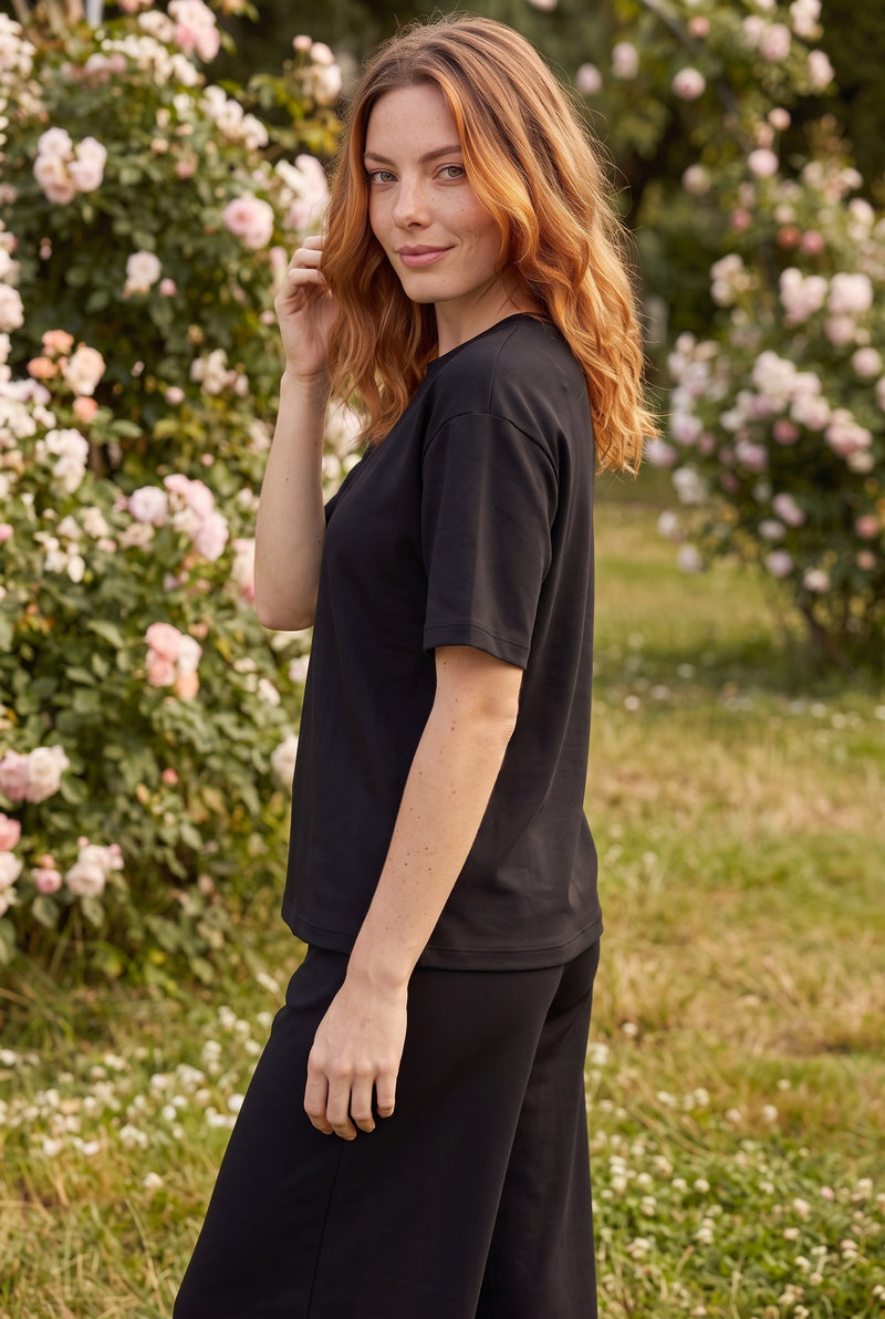 Black Short Sleeve Crew Neck Co-ord Set – photo 2