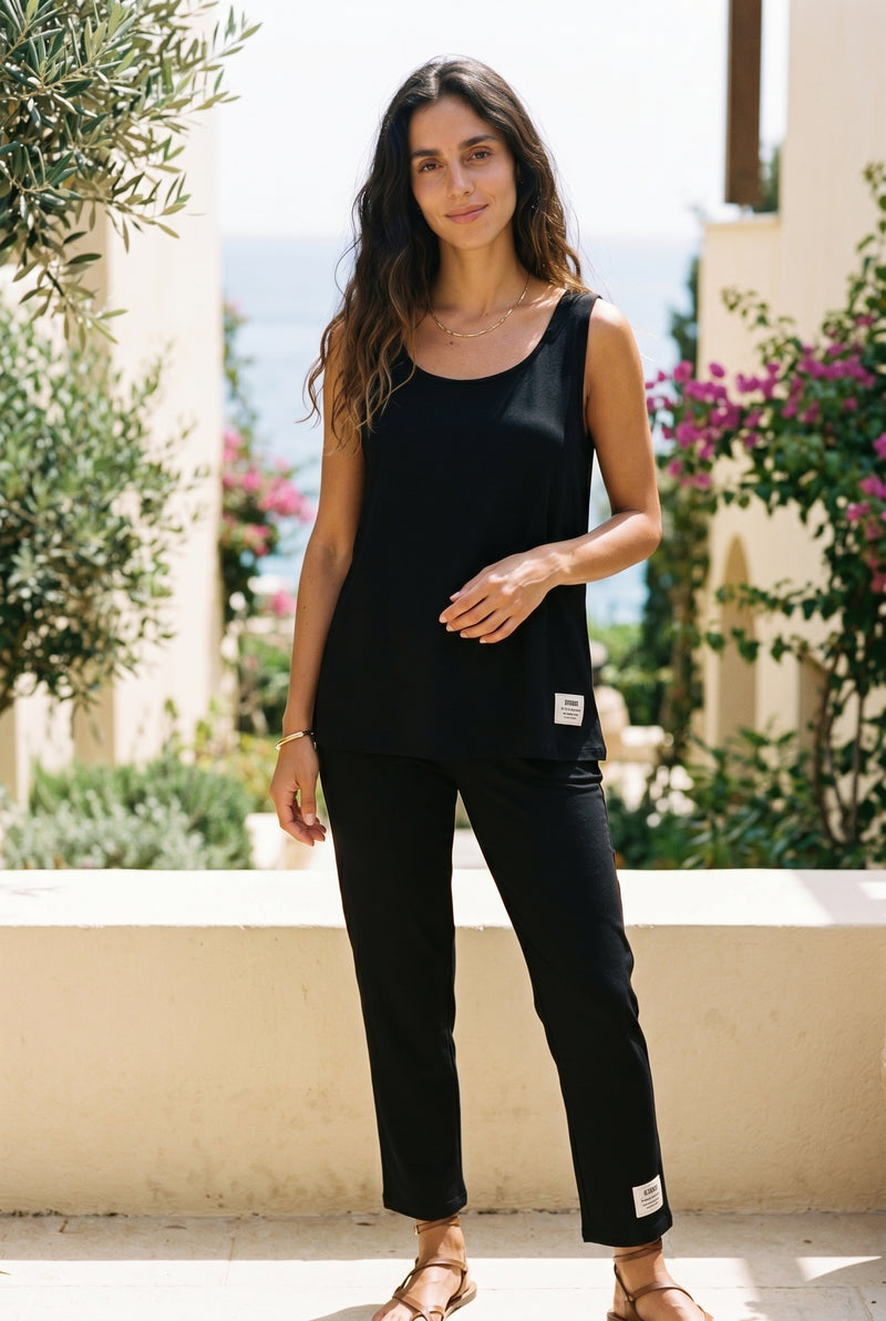 Ensemble Viscose Sans Manches à Col Rond, coloris noir – photo 3