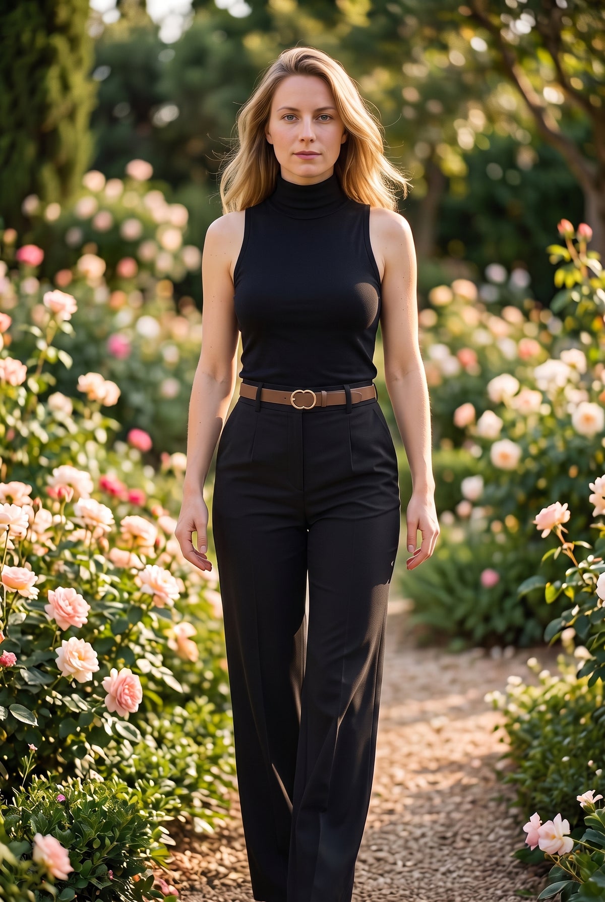 High Waisted Crepe Trousers with Pockets in black – photo 3