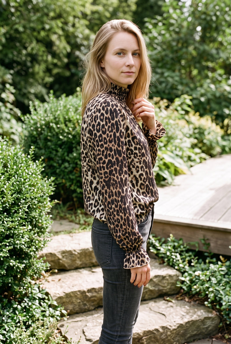 Leopard Print Long Sleeve Turtleneck Top – photo 2