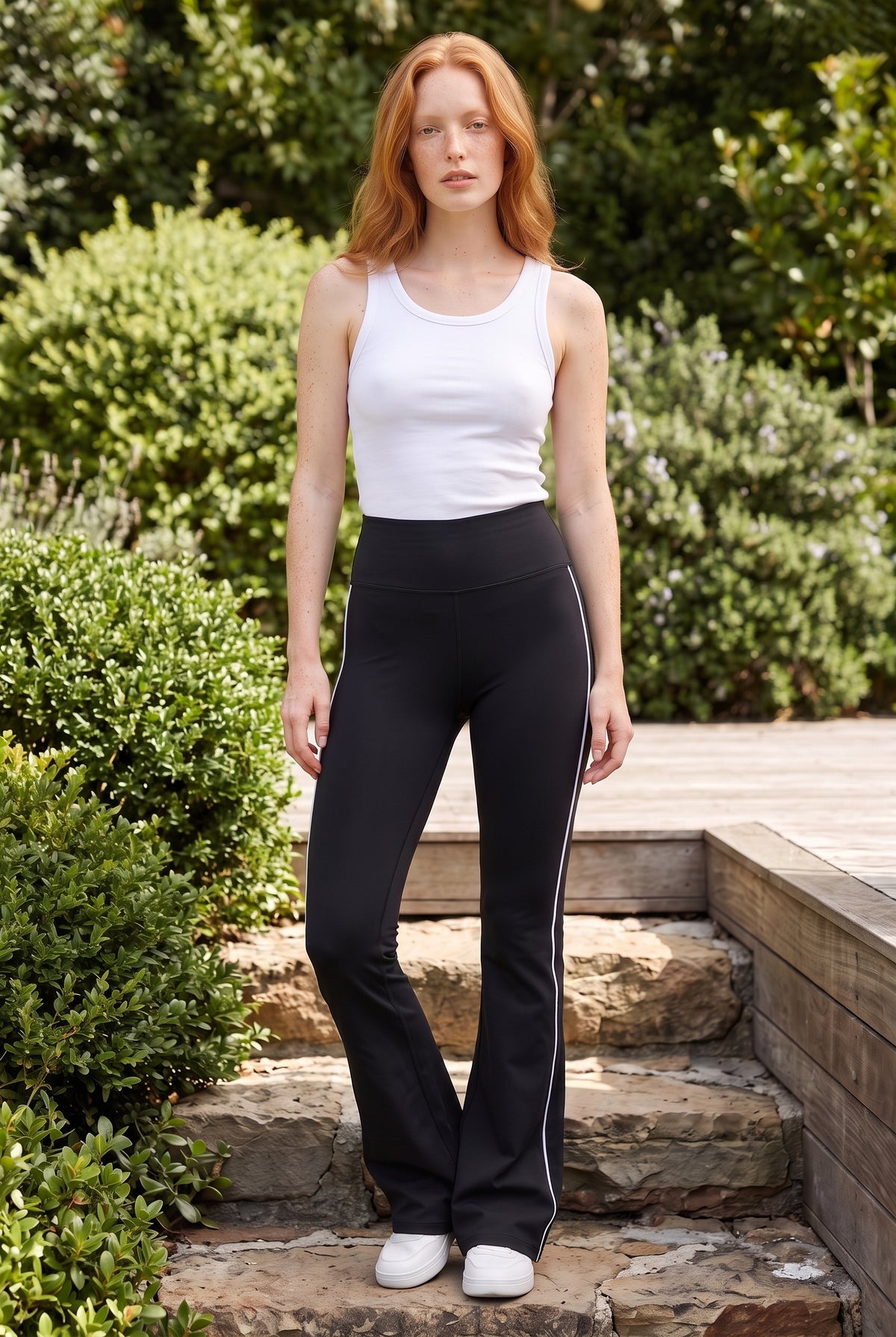Black High Waisted Trousers with Contrast Trim
