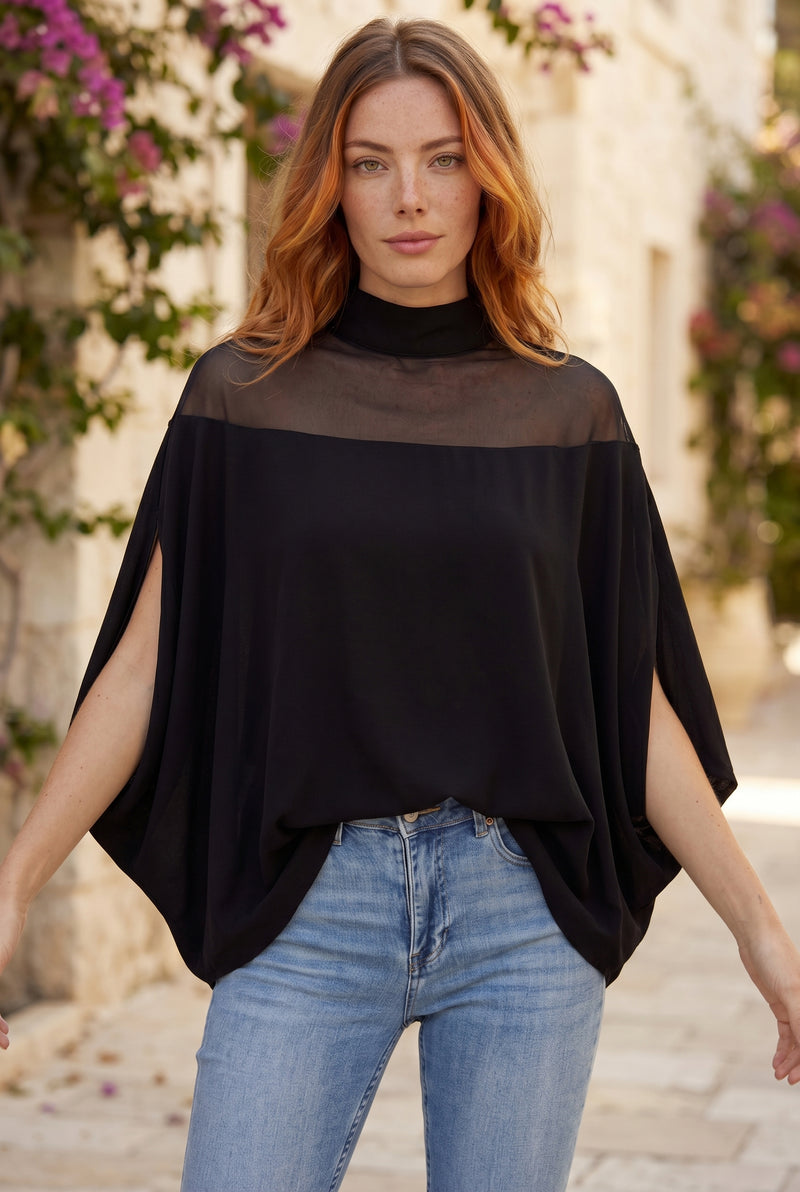 Oversized Long Sleeve Top with Turtleneck in black – photo 5