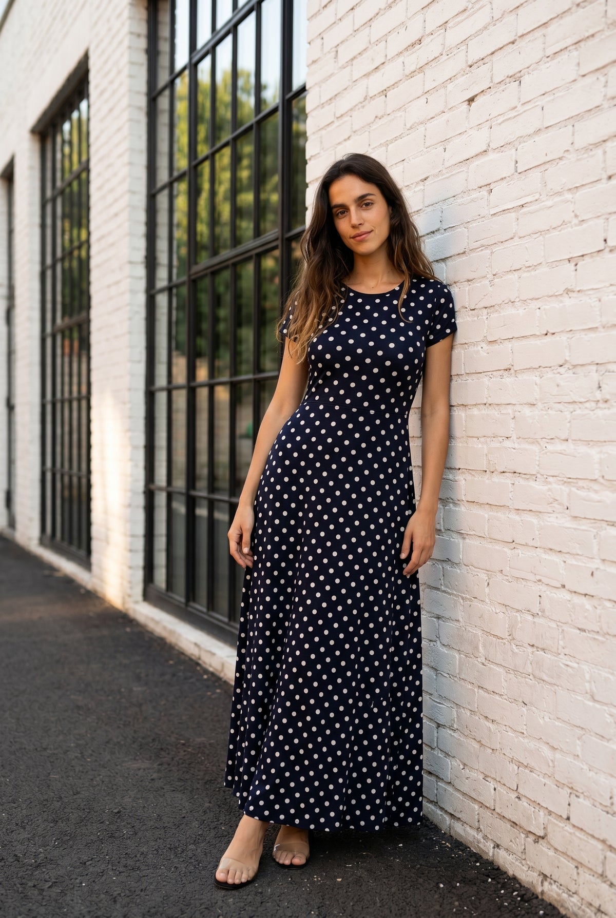 Floral Short Sleeve Crew Neck Maxi Dress in black
