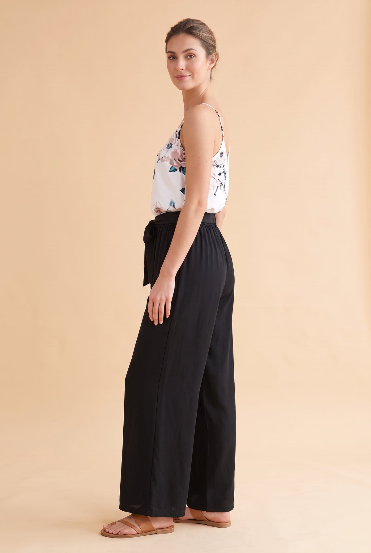 Floral Halter Neck Wide Leg Co-ord Set in black – photo 2