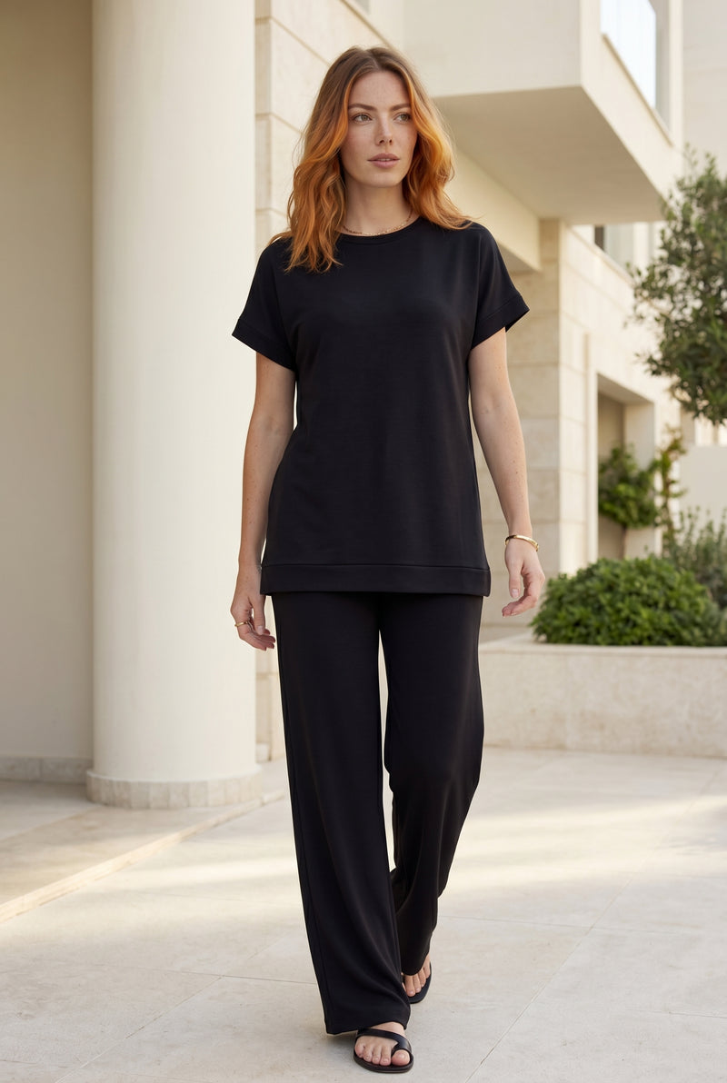 Black Crew Neck Short Sleeve Co-ord Set – photo 4