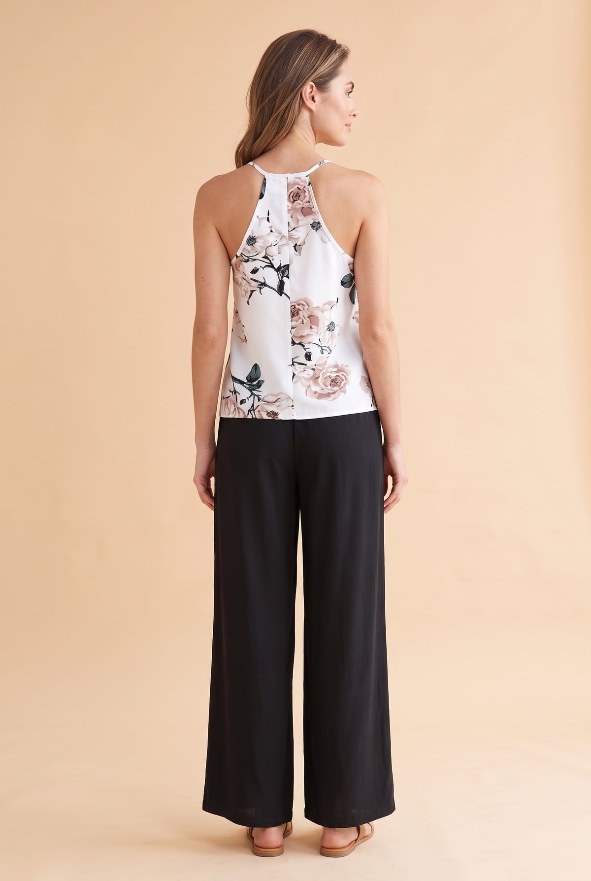 Floral Halter Neck Wide Leg Co-ord Set in black – photo 4