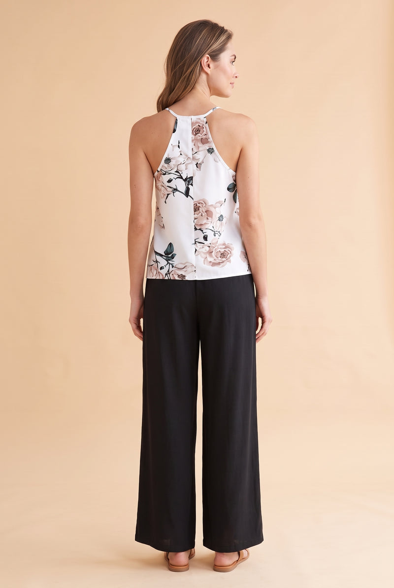 Floral Halter Neck Wide Leg Co-ord Set in black – photo 4