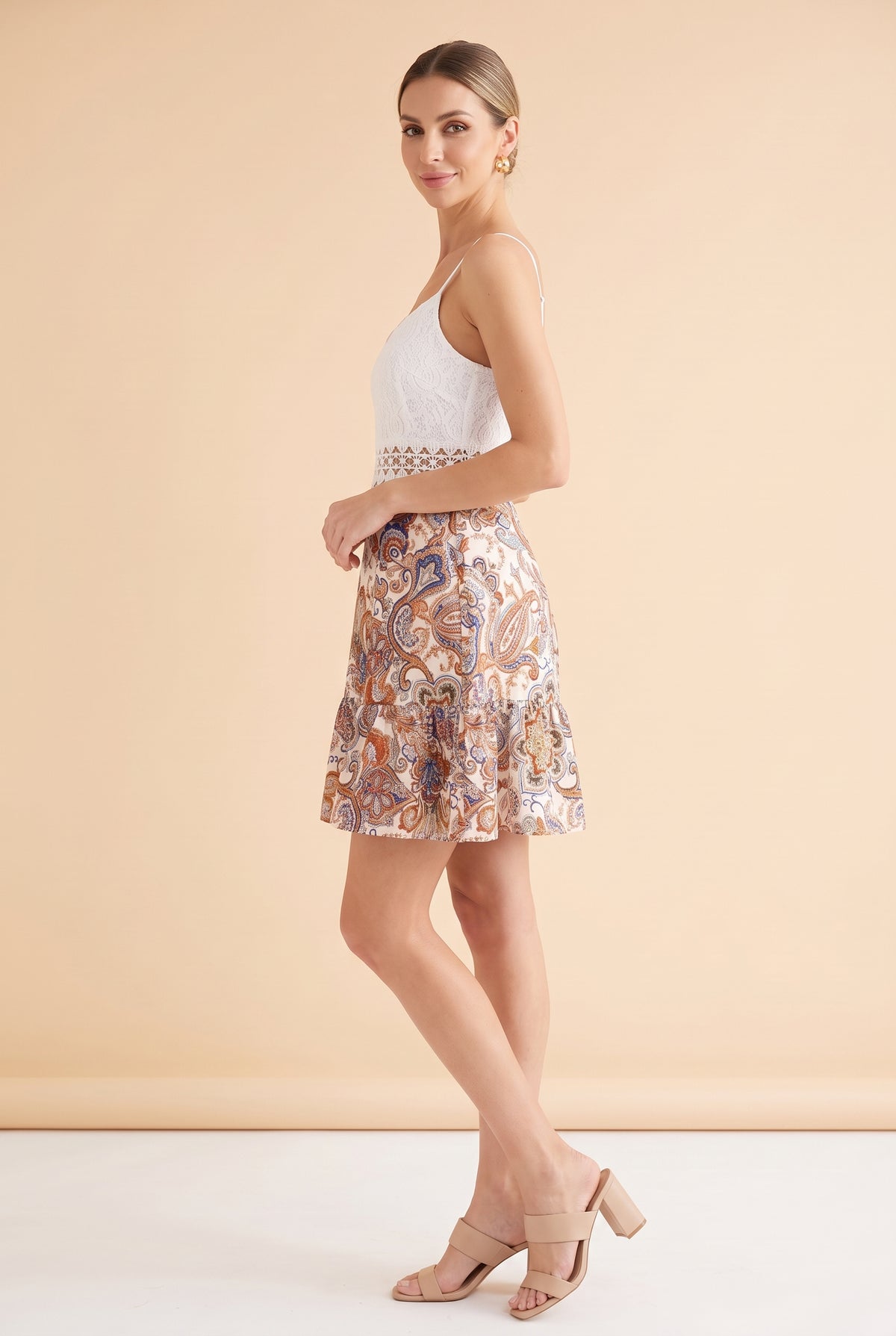 Lace V-Neck Strappy Mini Dress in white – photo 2