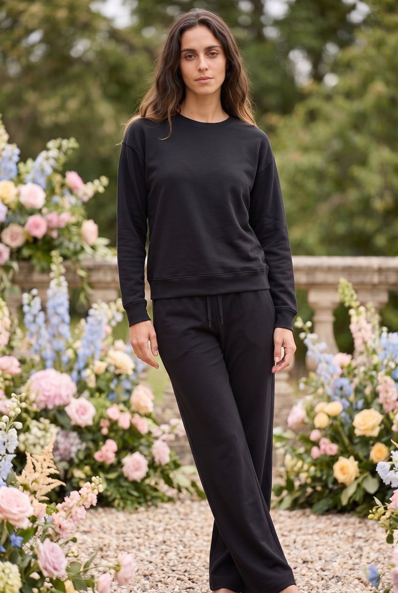 Black Long Sleeve Co-ord Set with Crew Neck