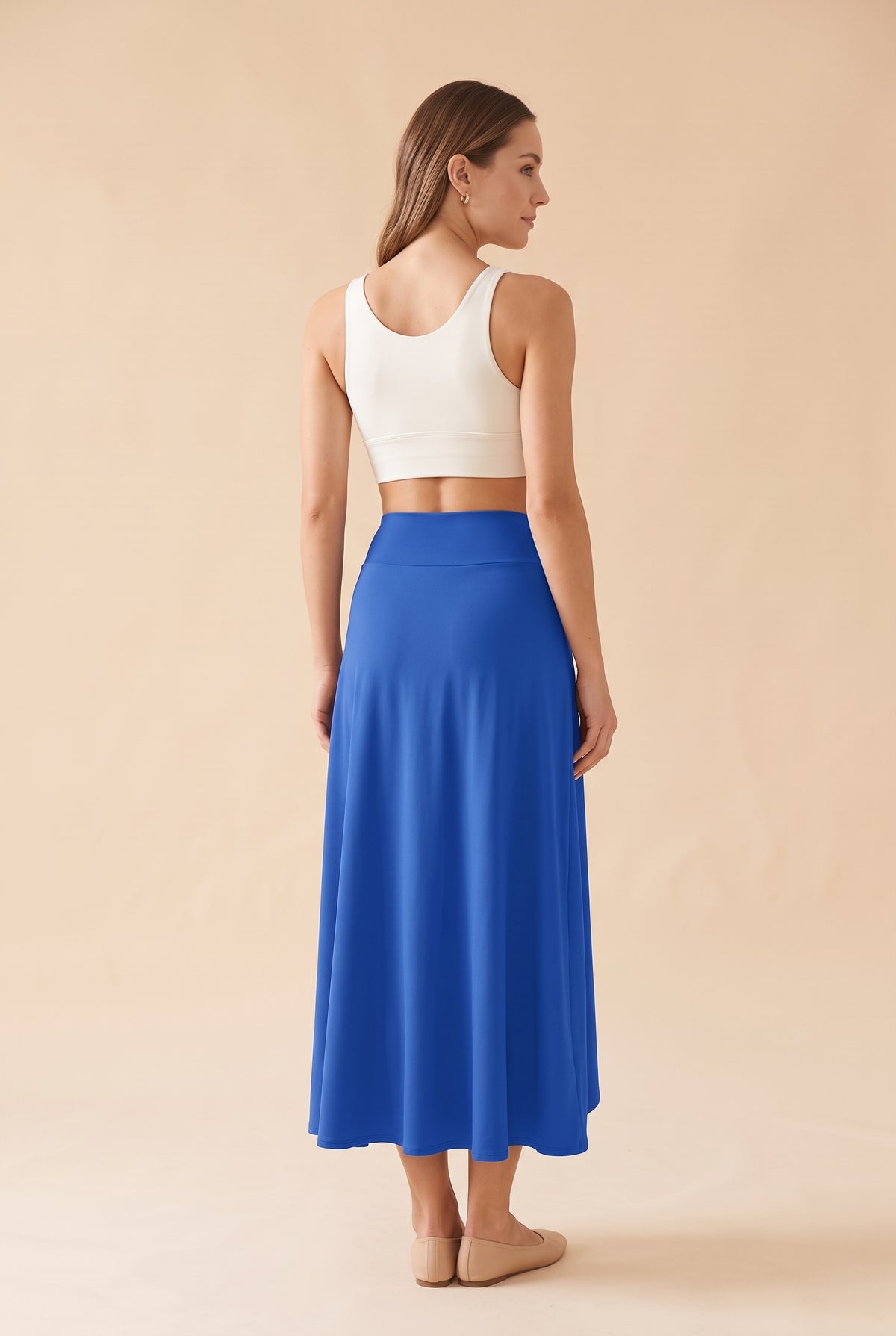 Asymmetric Crepe Midi Skirt with Pocket in sax blue – photo 4